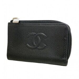 CHANEL Authentic Black Caviar Leather Wallet